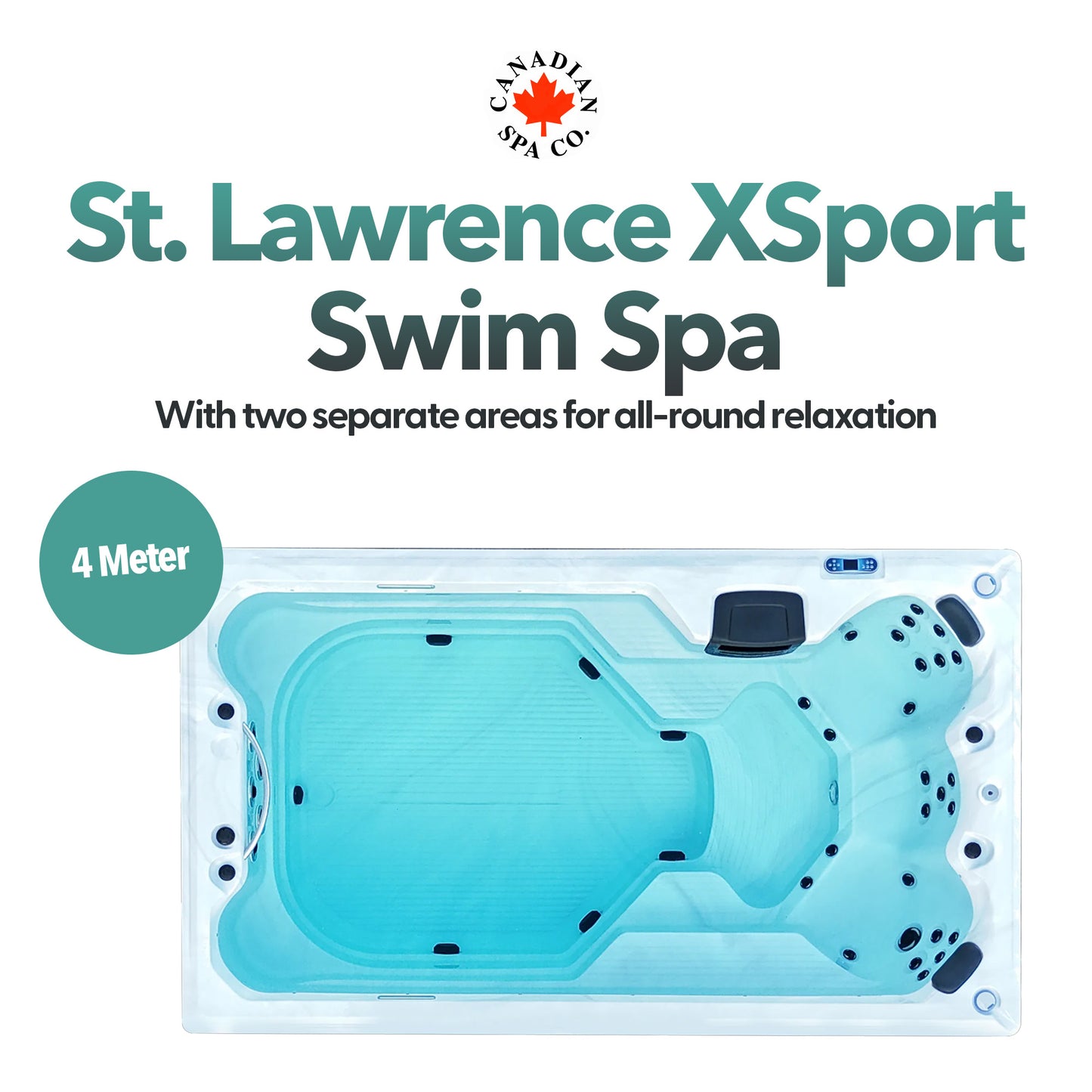 2025 13ft Swim Spa 15HP-Jet, 3-Person - St Lawrence Sport 390 x 226 x H120 cm