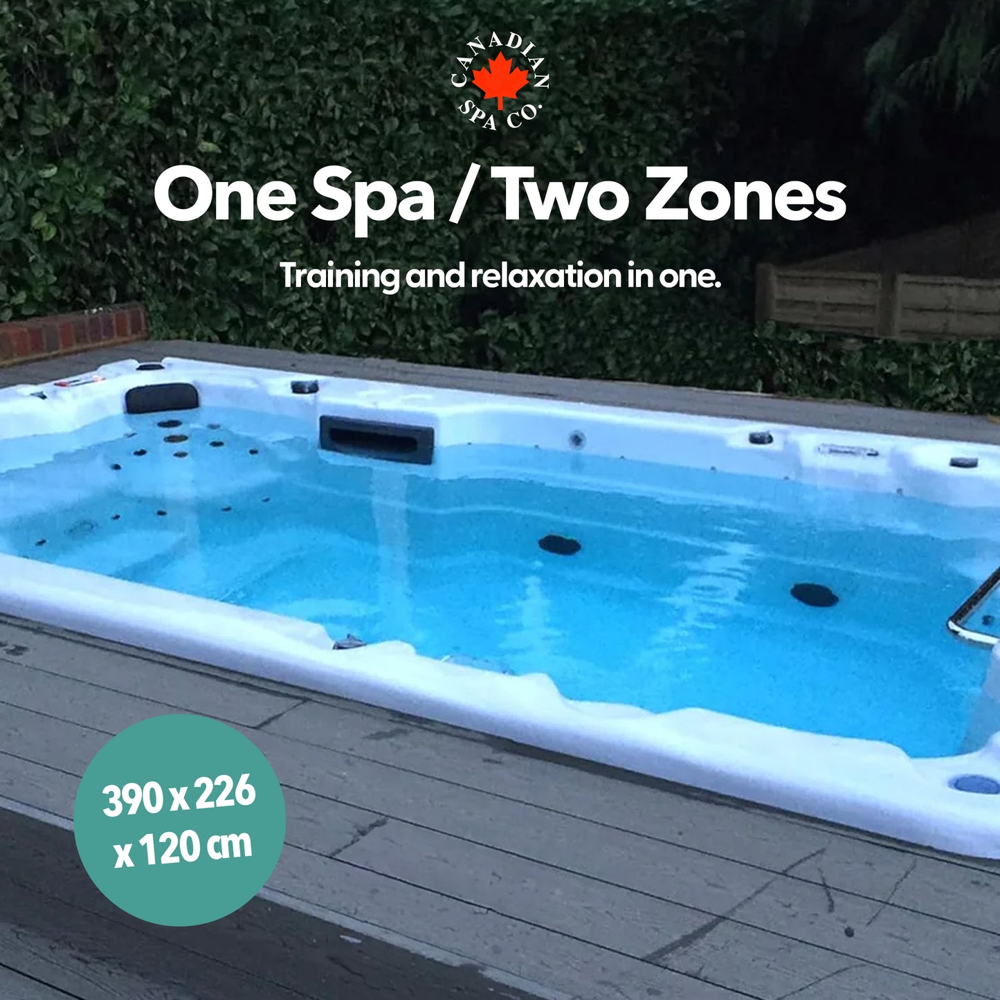 2025 13ft Swim Spa 15HP-Jet, 3-Person - St Lawrence Sport 390 x 226 x H120 cm