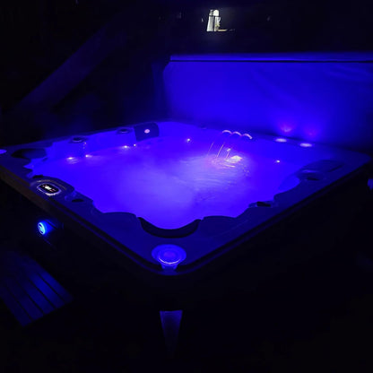 Erie AI Hot Tub | 6-Person 46-Jet Luxury Hot Tub  | 213 x 213 cm LED Lighting, Built-in Bluetooth, Aromatherapy Canister, and Glacier Filtration