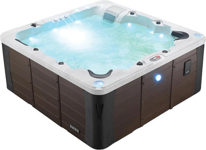 Erie AI Hot Tub | 6-Person 46-Jet Luxury Hot Tub  | 213 x 213 cm LED Lighting, Built-in Bluetooth, Aromatherapy Canister, and Glacier Filtration