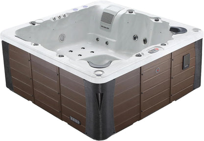 Erie AI Hot Tub | 6-Person 46-Jet Luxury Hot Tub  | 213 x 213 cm LED Lighting, Built-in Bluetooth, Aromatherapy Canister, and Glacier Filtration